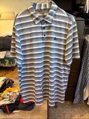 Adidas Mens striped Gold Polo